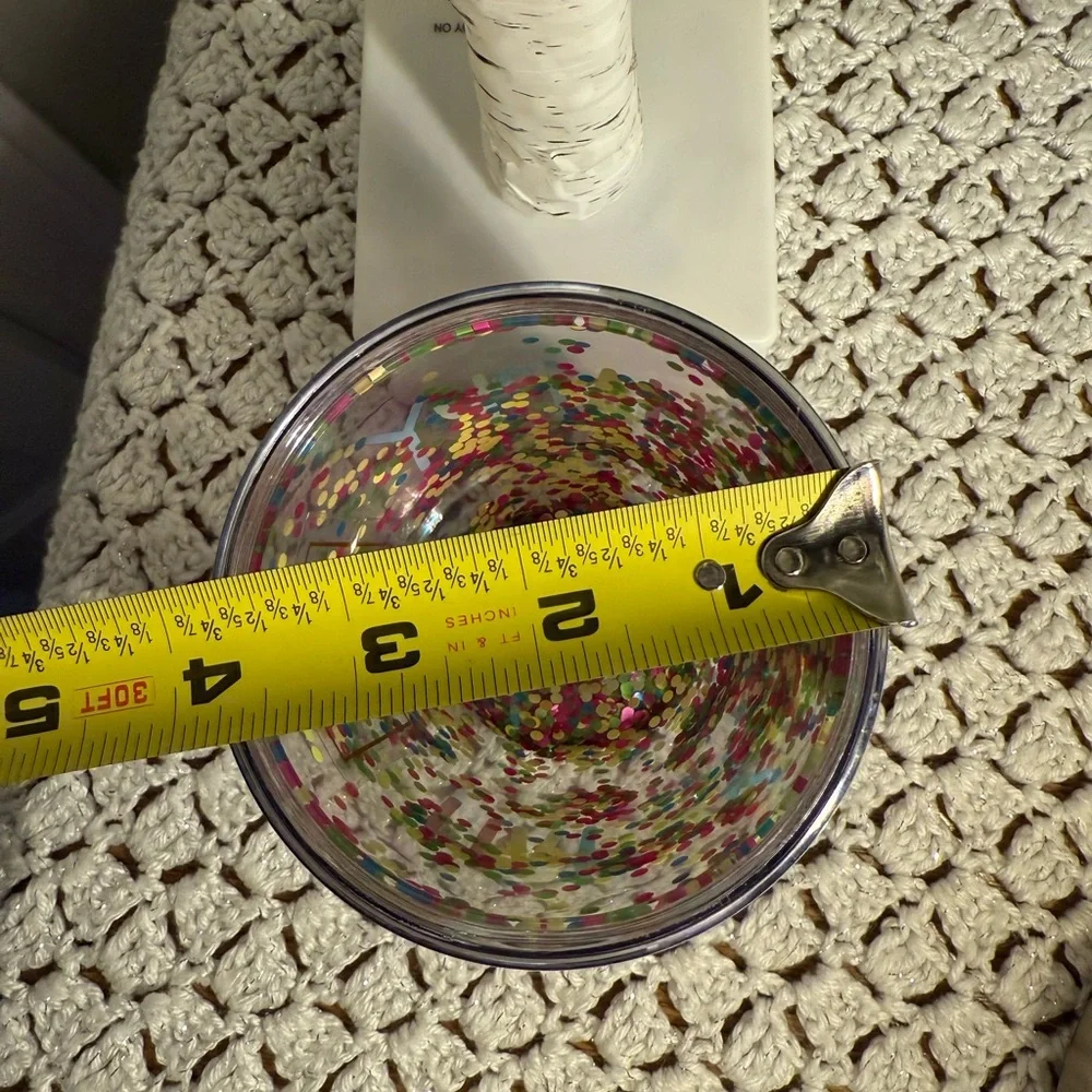 Happy Everything Multicolored Confetti wine tumbler.